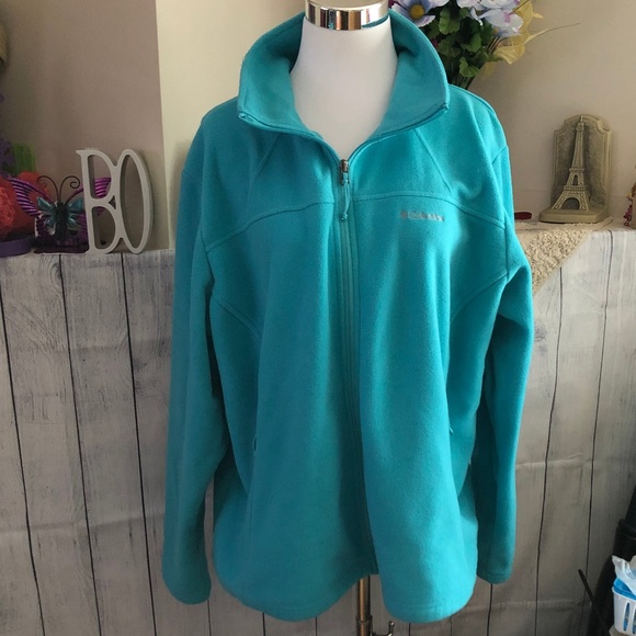 Columbia Tops - Columbia 2X Full Zip Fleece Jacket Teal *37H*